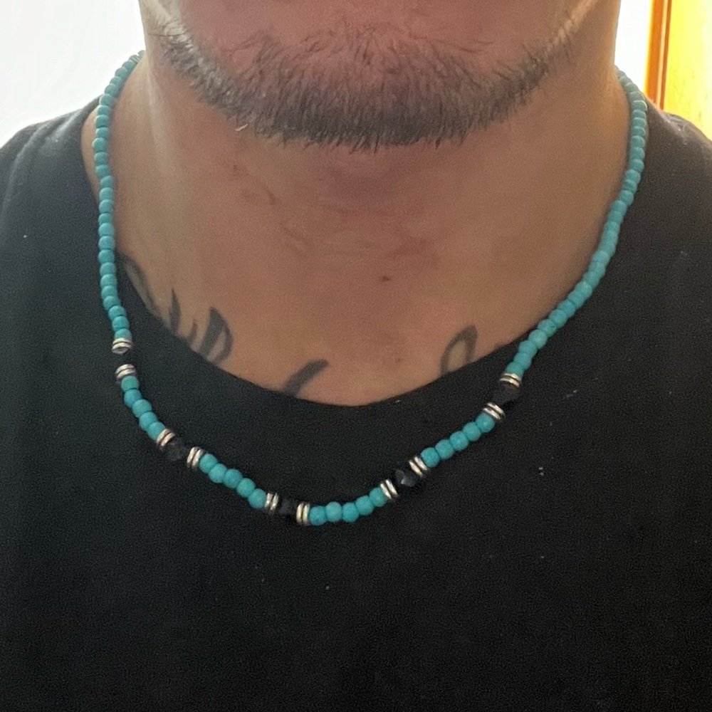 turquoise bead necklace adjustable